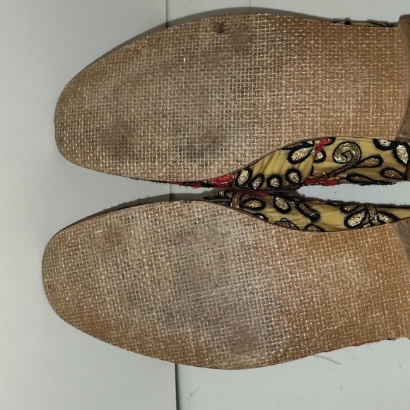 Free People gold and red Embroidered Mules size 38 - Picture 6 of 12